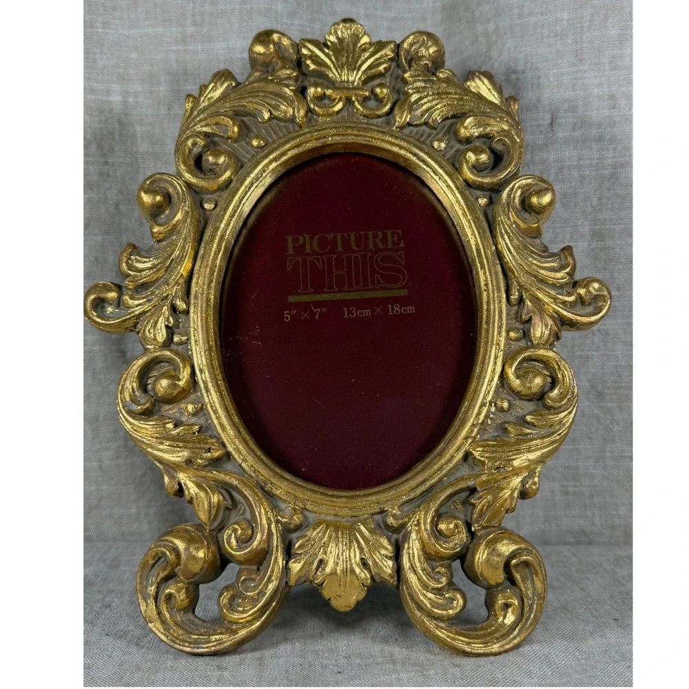 Picture Frame Good Vintage Gold Ornate Baroque Rococo Scroll 5x7 Tabletop Decor